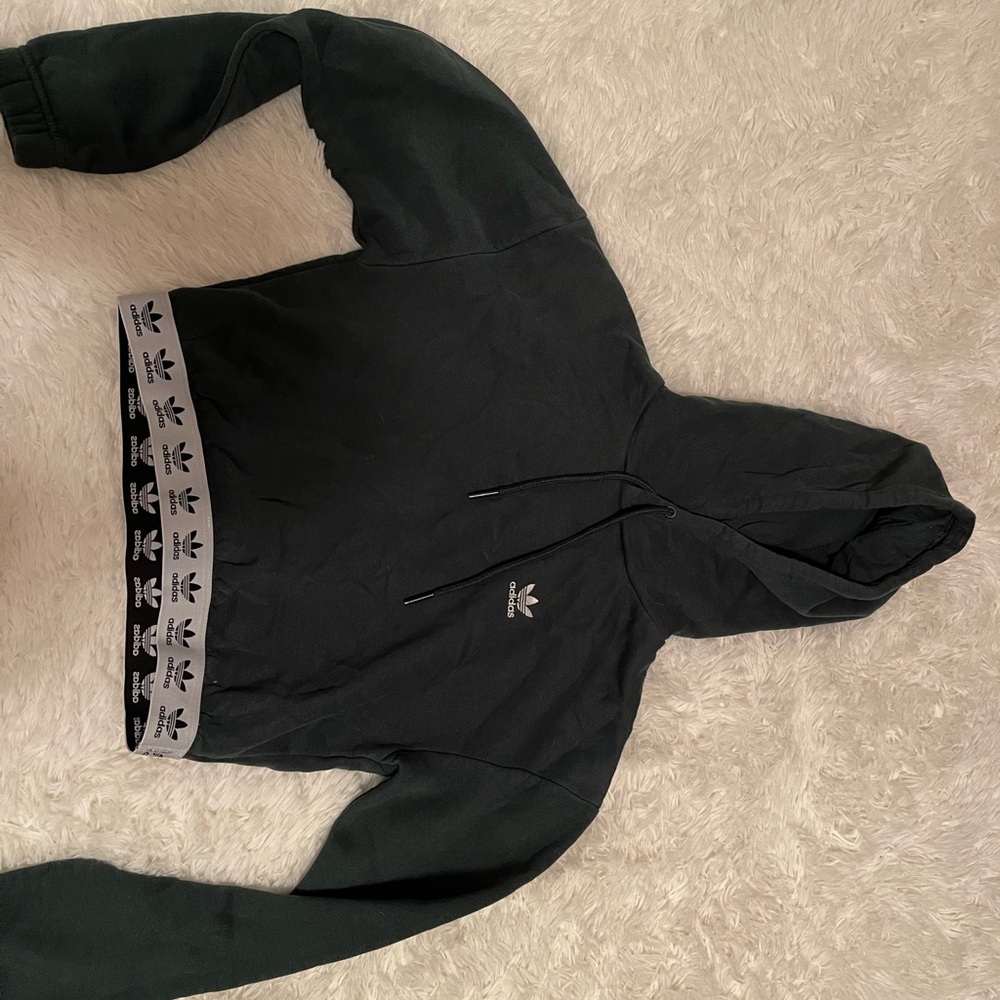 adidas army green crop hoodie